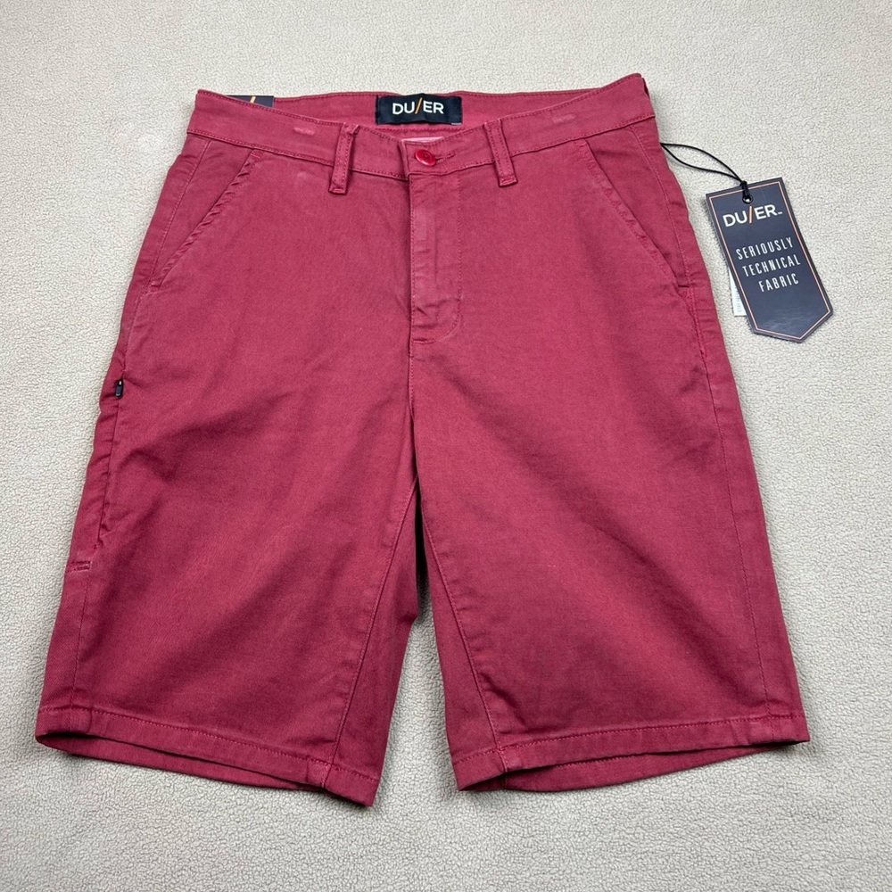 DU/ER Live Lite Journey Shorts, Cargo Short Flex Brick Red. 28x9. 9" Inseam